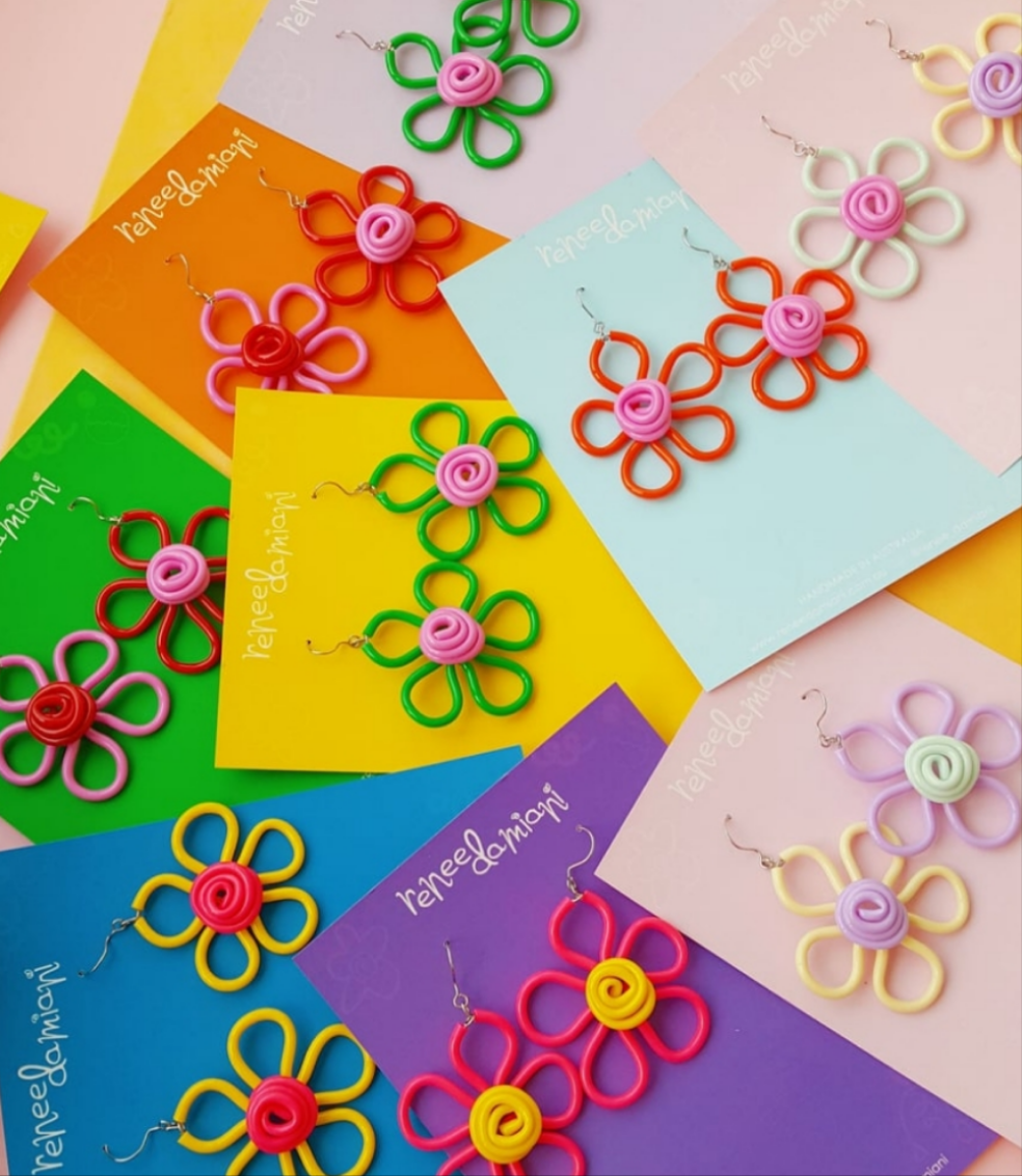 Colourful Flower statement earrings